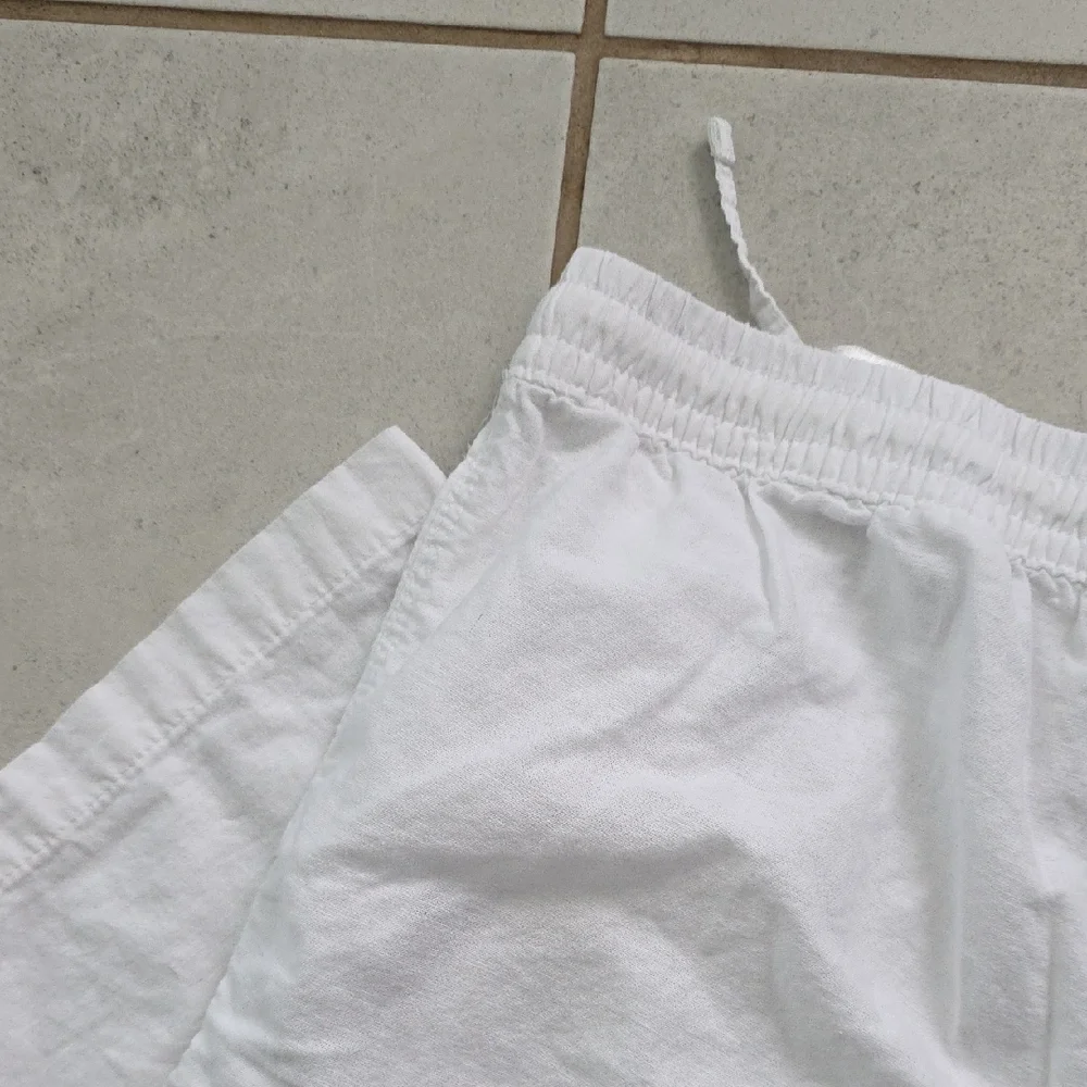 H&M Linen Blend Pants Size Medium Lightweight Neutral Casual Trousers - Picture 6 of 7
